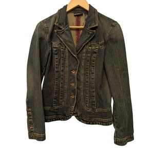 Vintage Y2K DKNY Jeans Women's Denim Blazer Jacket‎ Blue Button Front Size Large